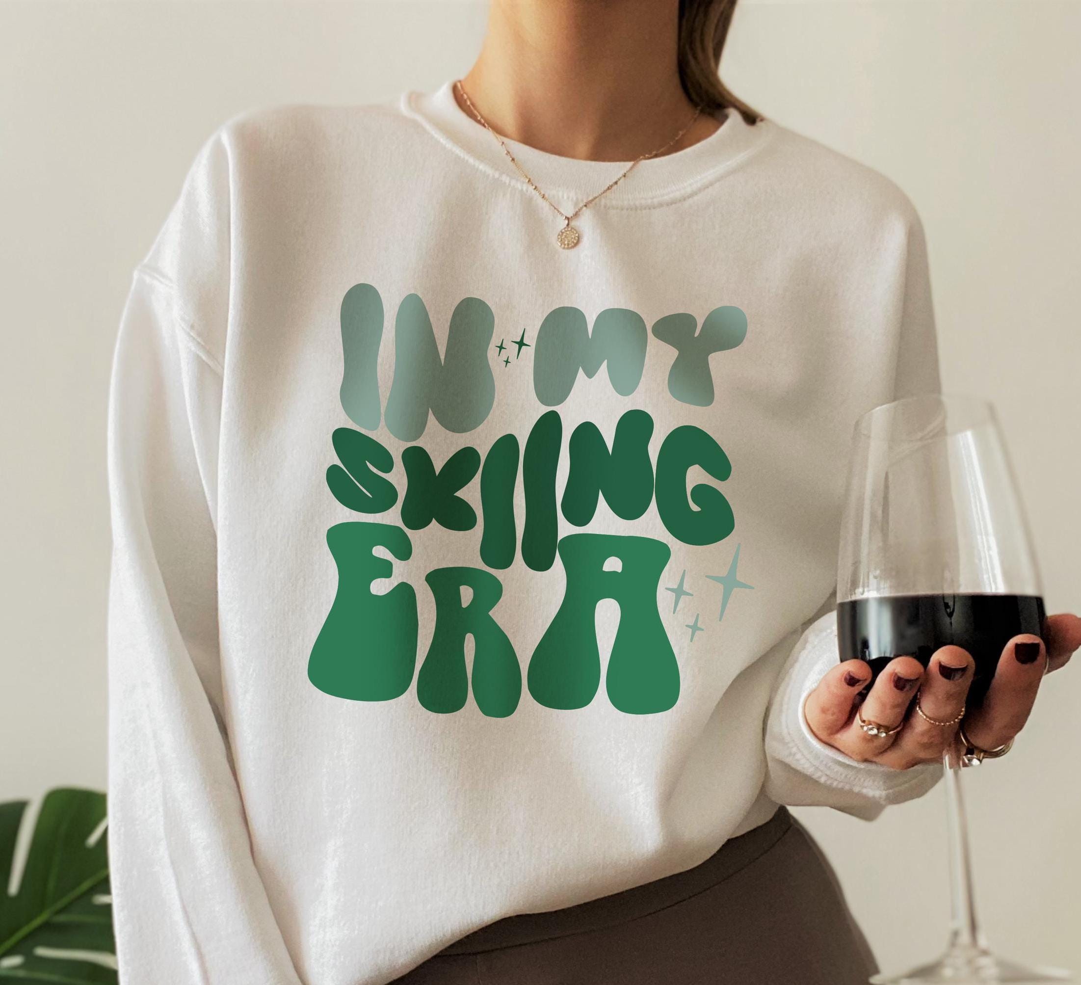 In My Skiing Era Sweatshirt, Aesthetic Snow Skiing T-Shirt, Snowboard Hoodie For Woman, Winter Christmas Shirt, Preppy S