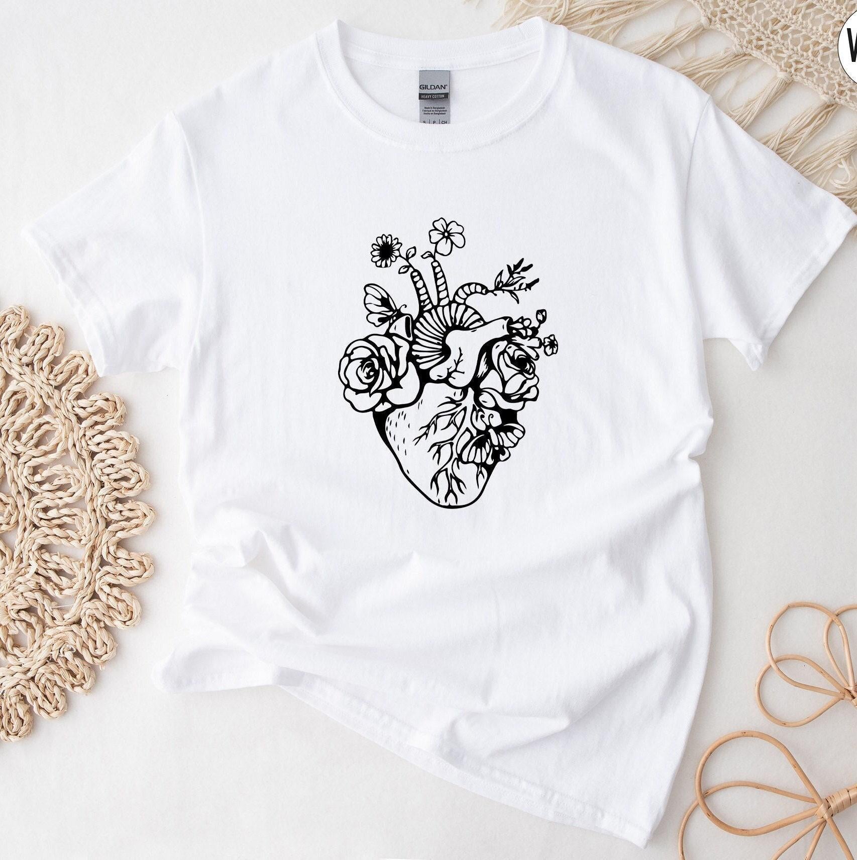 Flowery Heart Shirt, Anatomical Heart Shirt, Cardiac Nurse Shirts, Trendy Doctor Shirts, Cardiologist Gifts, Gifts For Doctors