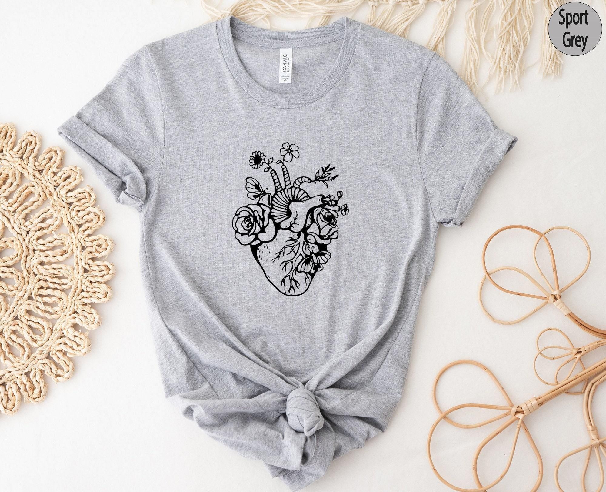 Flowery Heart Shirt, Anatomical Heart Shirt, Cardiac Nurse Shirts, Trendy Doctor Shirts, Cardiologist Gifts, Gifts For D