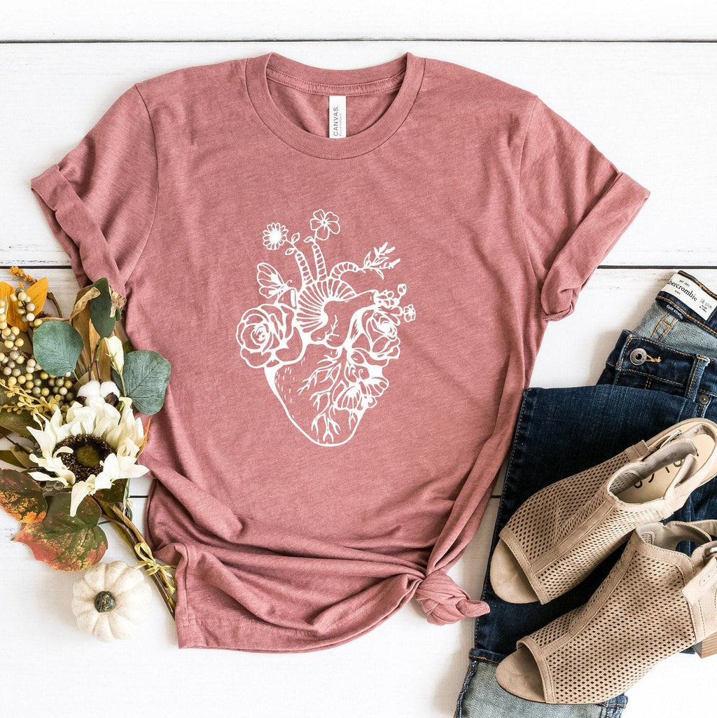 Flowery Heart Shirt, Anatomical Heart Shirt, Cardiac Nurse Shirts, Trendy Doctor Shirts, Cardiologist Gifts, Gifts For Doctors