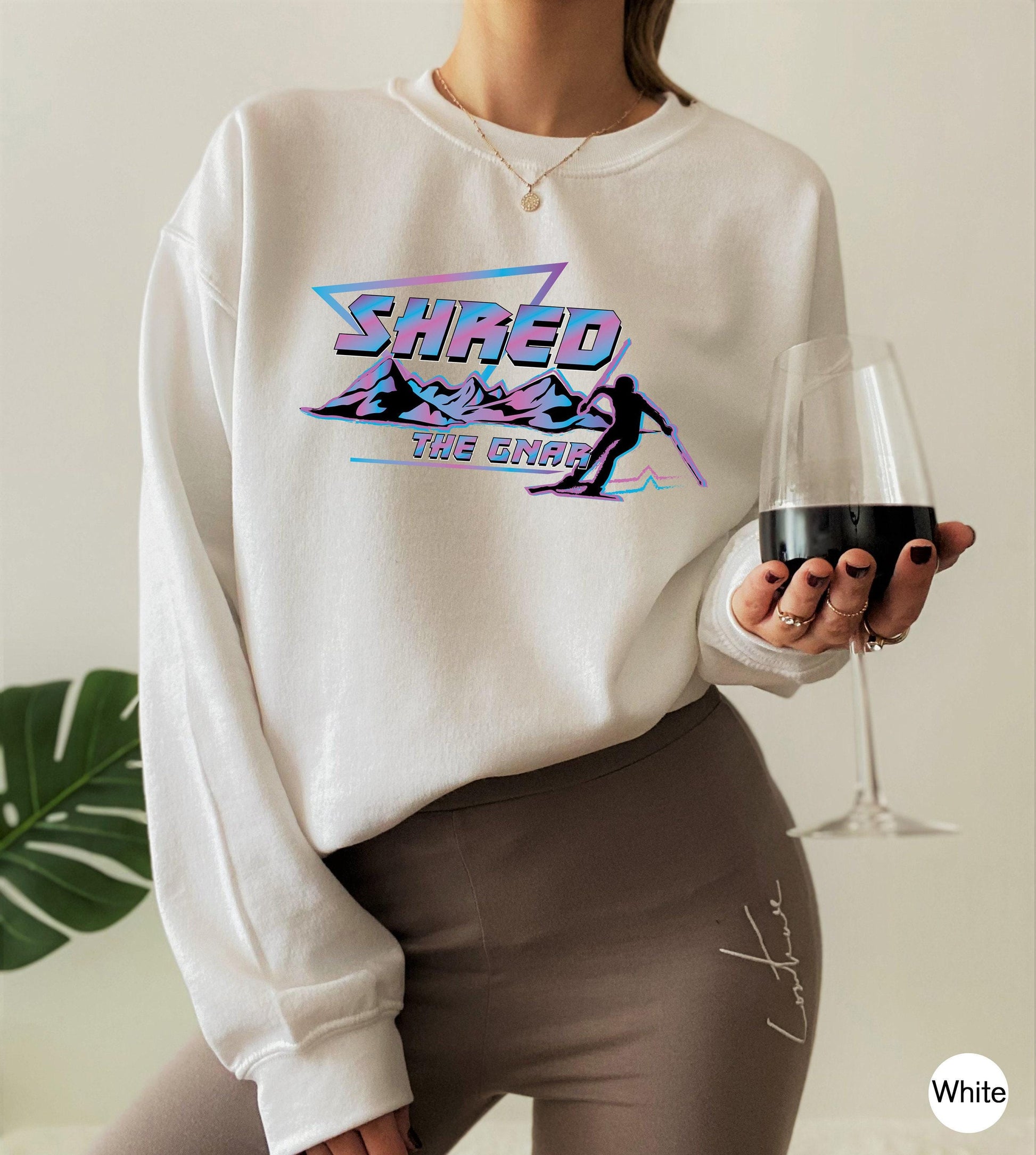 Shred The Gnar Shirt, Funny Skiing Shirt, Ski Sweatshirt, Winter Vacation Shirt, Skiing Trip Shirt, Skier Shirt, Gifts For Skiers