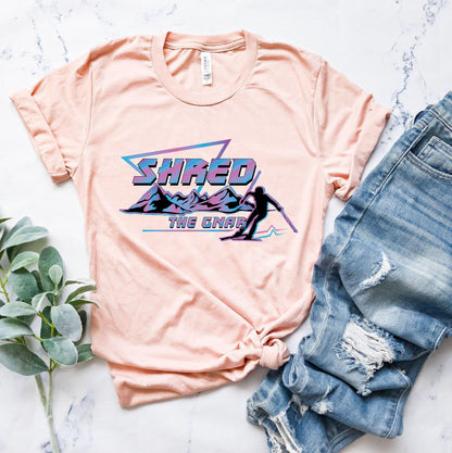 Shred The Gnar Shirt, Funny Skiing Shirt, Ski Sweatshirt, Winter Vacation Shirt, Skiing Trip Shirt, Skier Shirt, Gifts For Skiers