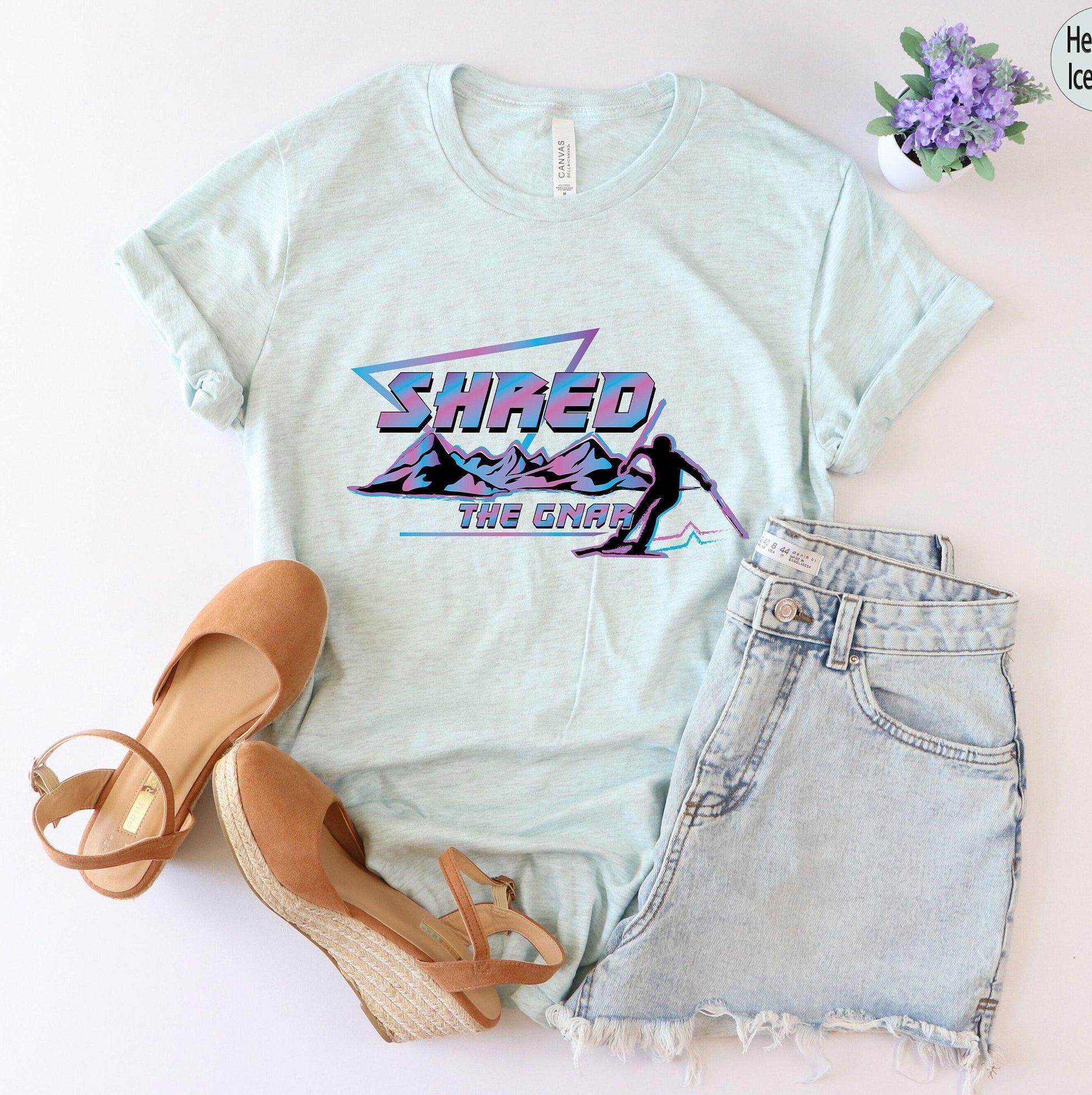 Shred The Gnar Shirt, Funny Skiing Shirt, Ski Sweatshirt, Winter Vacation Shirt, Skiing Trip Shirt, Skier Shirt, Gifts For Skiers