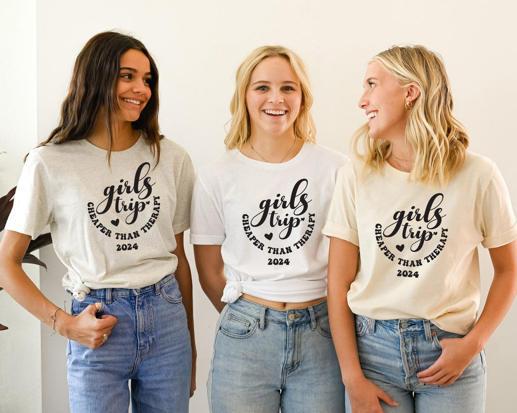 Girls Trip Cheaper Thank Therapy Sweatshirt, Trendy Vacation Hoodie For Women, Minimalist Girls Weekend Shirt, Gift For Bestie