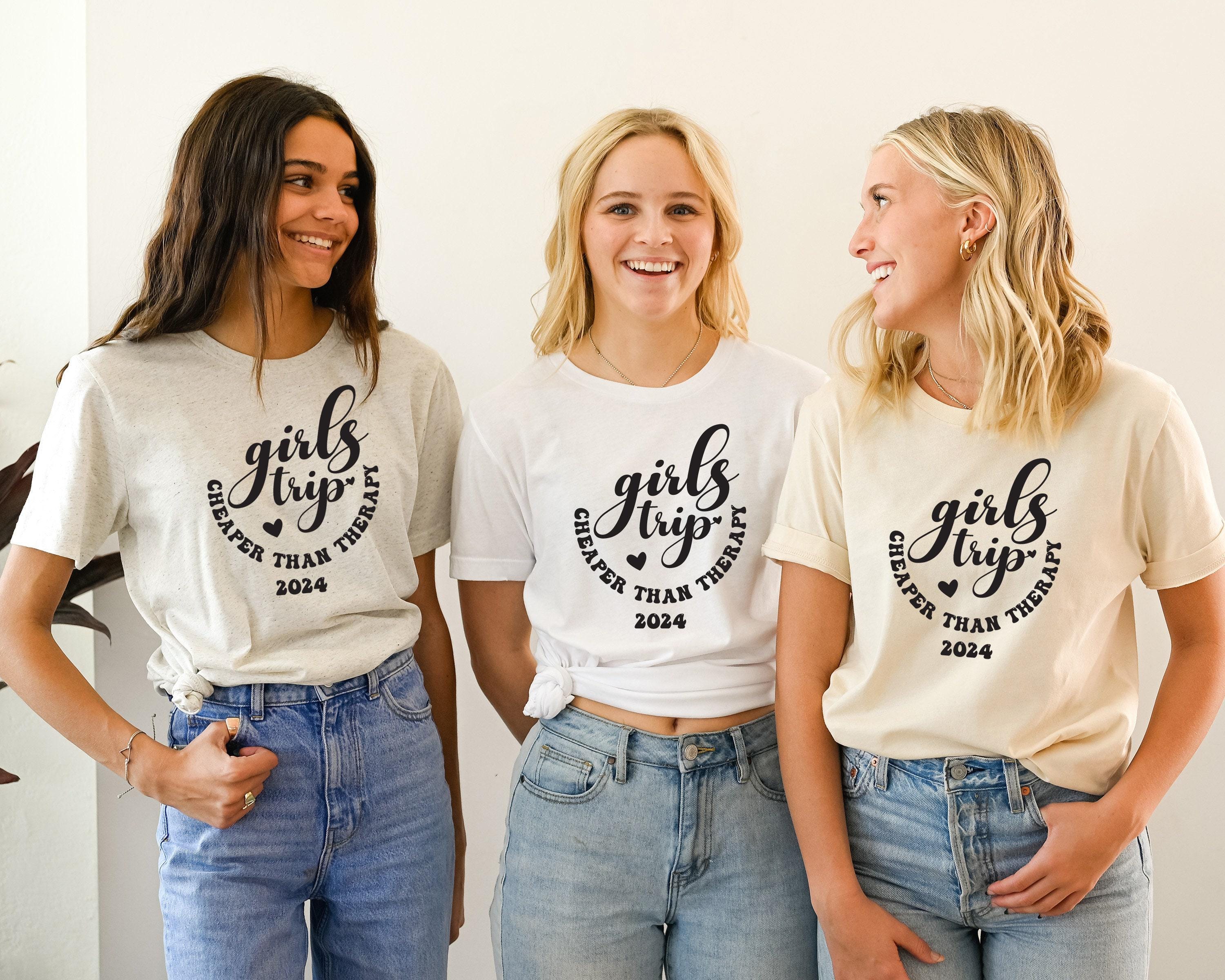 Girls Trip Cheaper Thank Therapy Sweatshirt, Trendy Vacation Hoodie For Women, Minimalist Girls Weekend Shirt, Gift For 