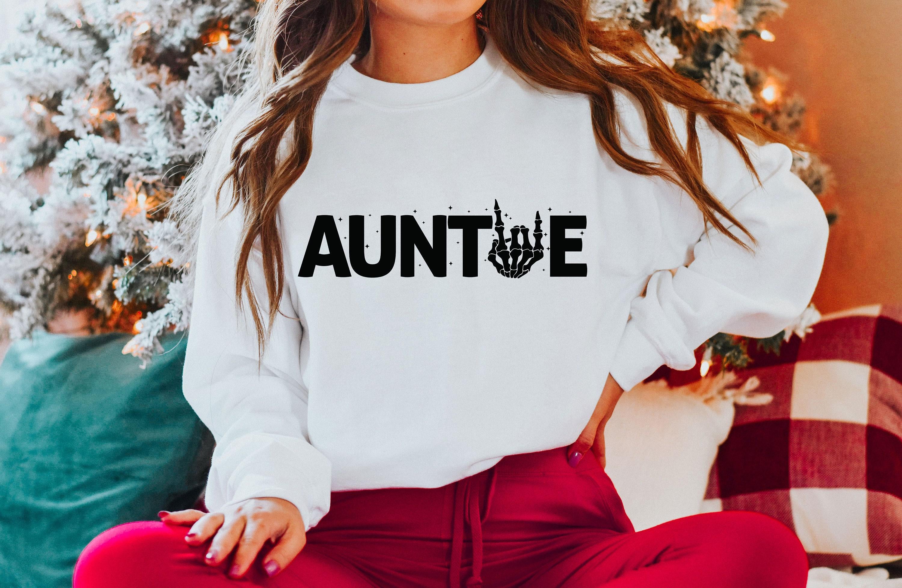Auntie Sweatshirt, New Aunt Hoodie, Skeleton Hand Shirt, Halloween Hoodie For Aunt, Baby Shower Sweater, Gift From Nephe