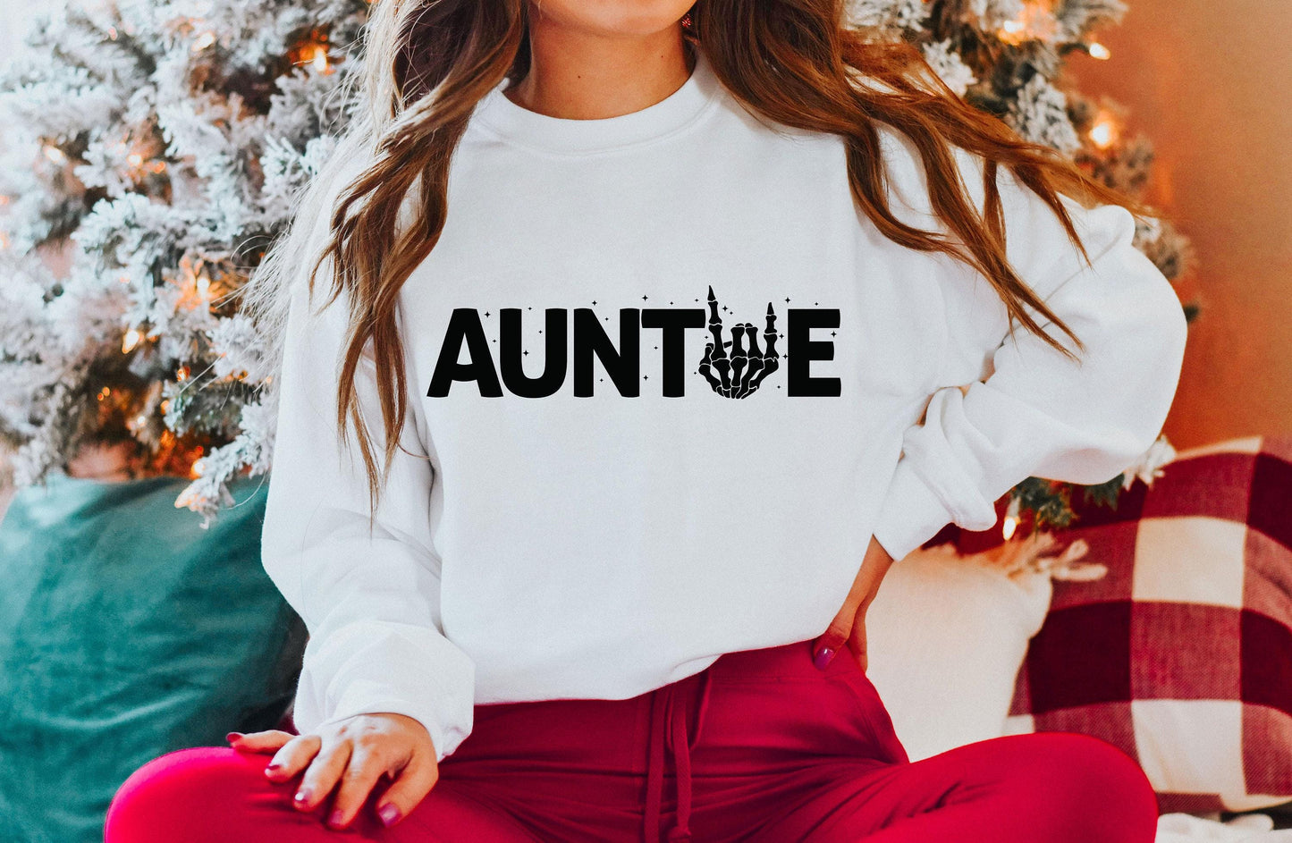 Auntie Sweatshirt, New Aunt Hoodie, Skeleton Hand Shirt, Halloween Hoodie For Aunt, Baby Shower Sweater, Gift From Nephew