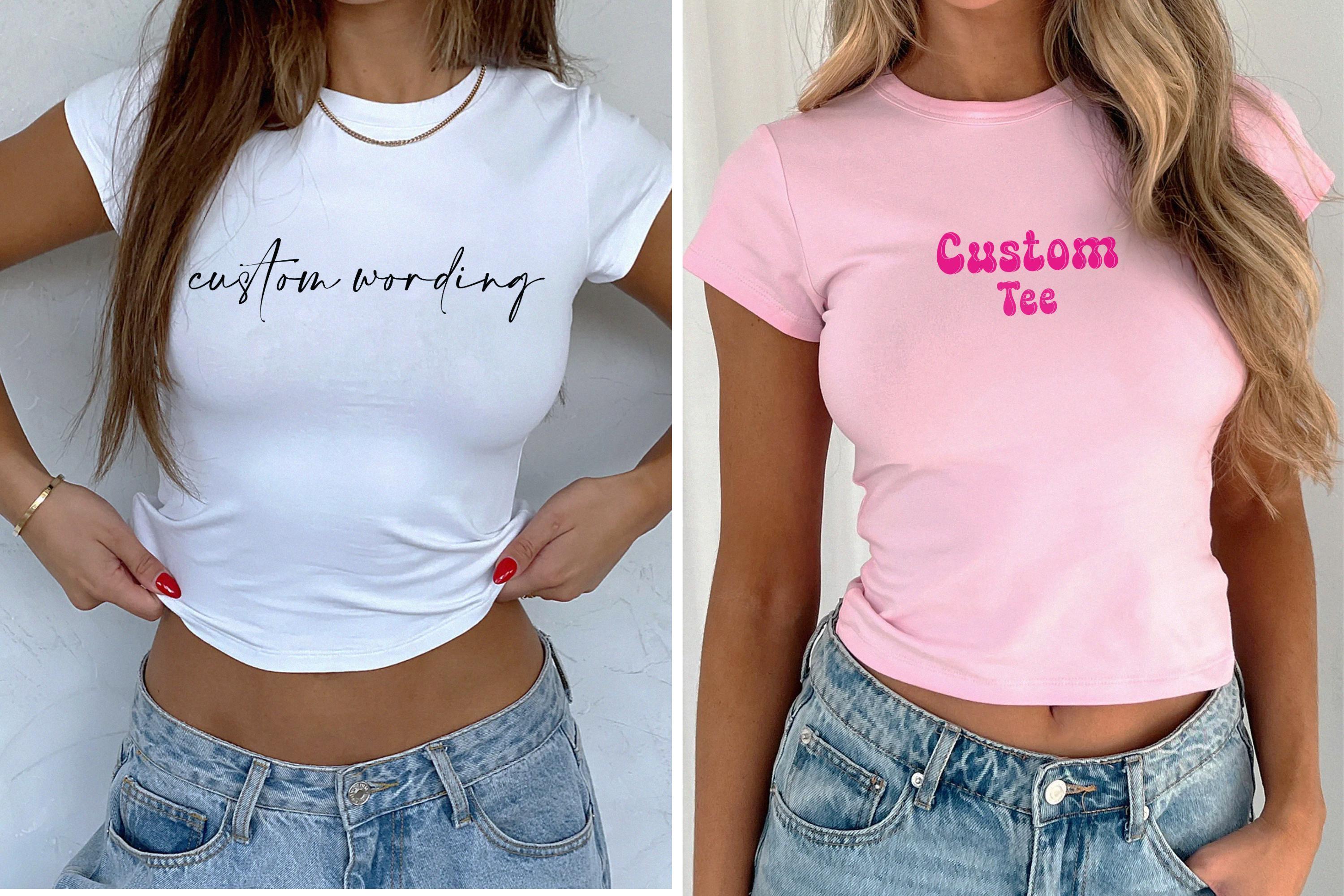 Trendy Custom Text Baby Tee, Personalized Shirt For Woman, 90s Style Vintage Baby Tee, Custom Women's Fitted Tee, Custom Tank Tops