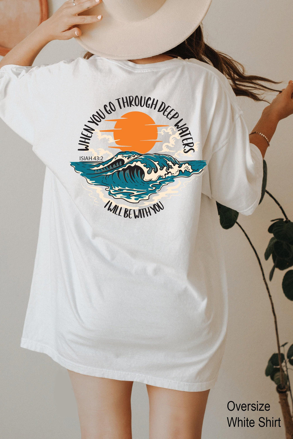 When You Go Through Deep Waters Sweatshirt, Trendy Bible Verse Hoodie For God Lover, Religious T-Shirt, Aesthetic Church