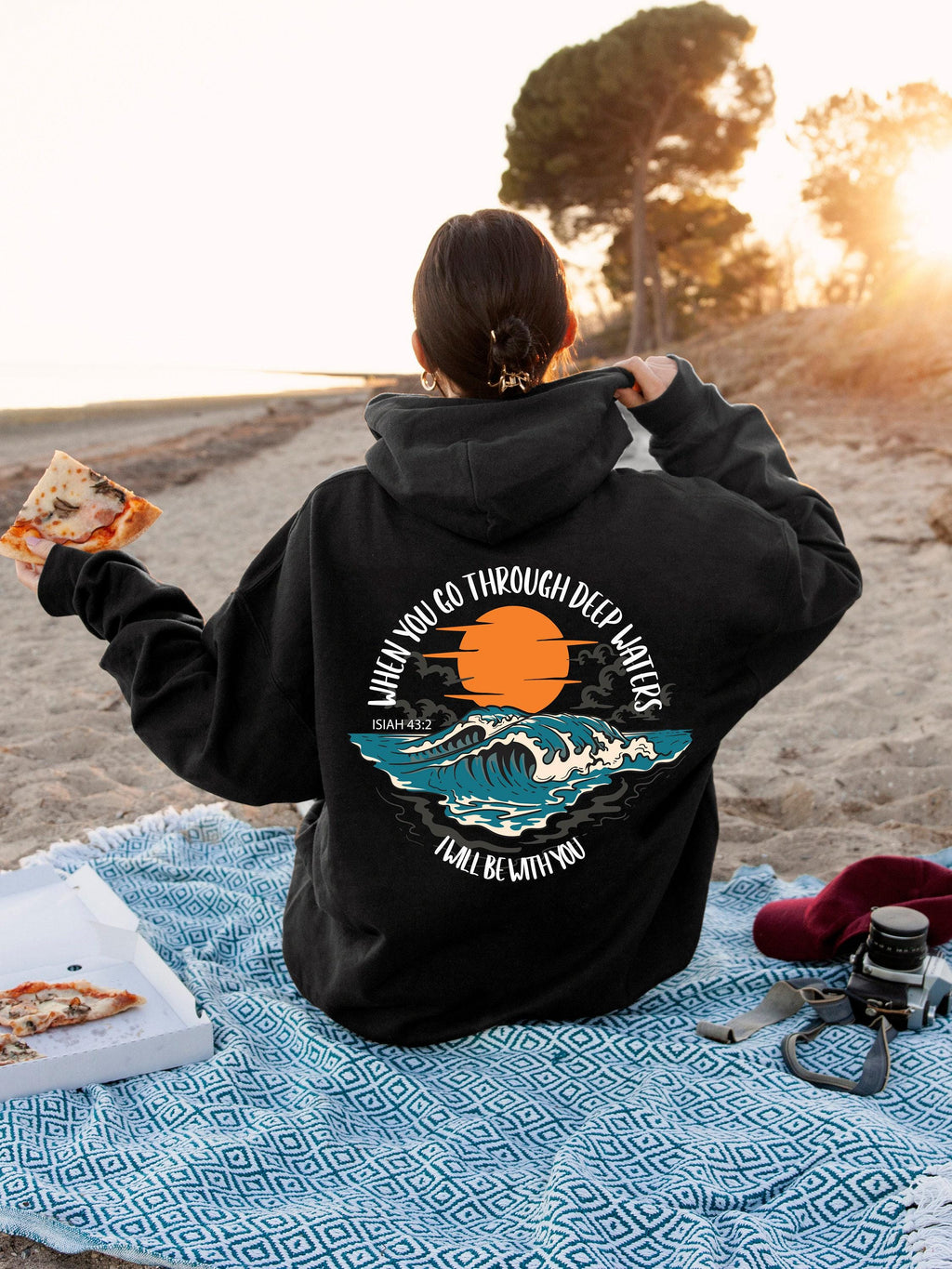 When You Go Through Deep Waters Sweatshirt, Trendy Bible Verse Hoodie For God Lover, Religious T-Shirt, Aesthetic Church