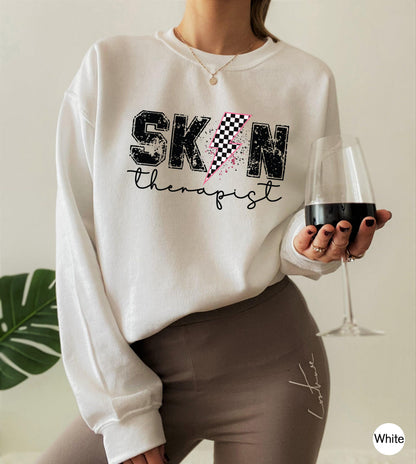 Trendy Skin Therapist Shirt, Women's Esthetician Sweatshirt, Cute Cosmetologist Shirt, Esthetician Graduation Gifts, Beautician Gift
