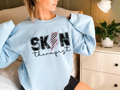 Trendy Skin Therapist Shirt, Women's Esthetician Sweatshirt, Cute Cosmetologist Shirt, Esthetician Graduation Gifts, Beautician Gift