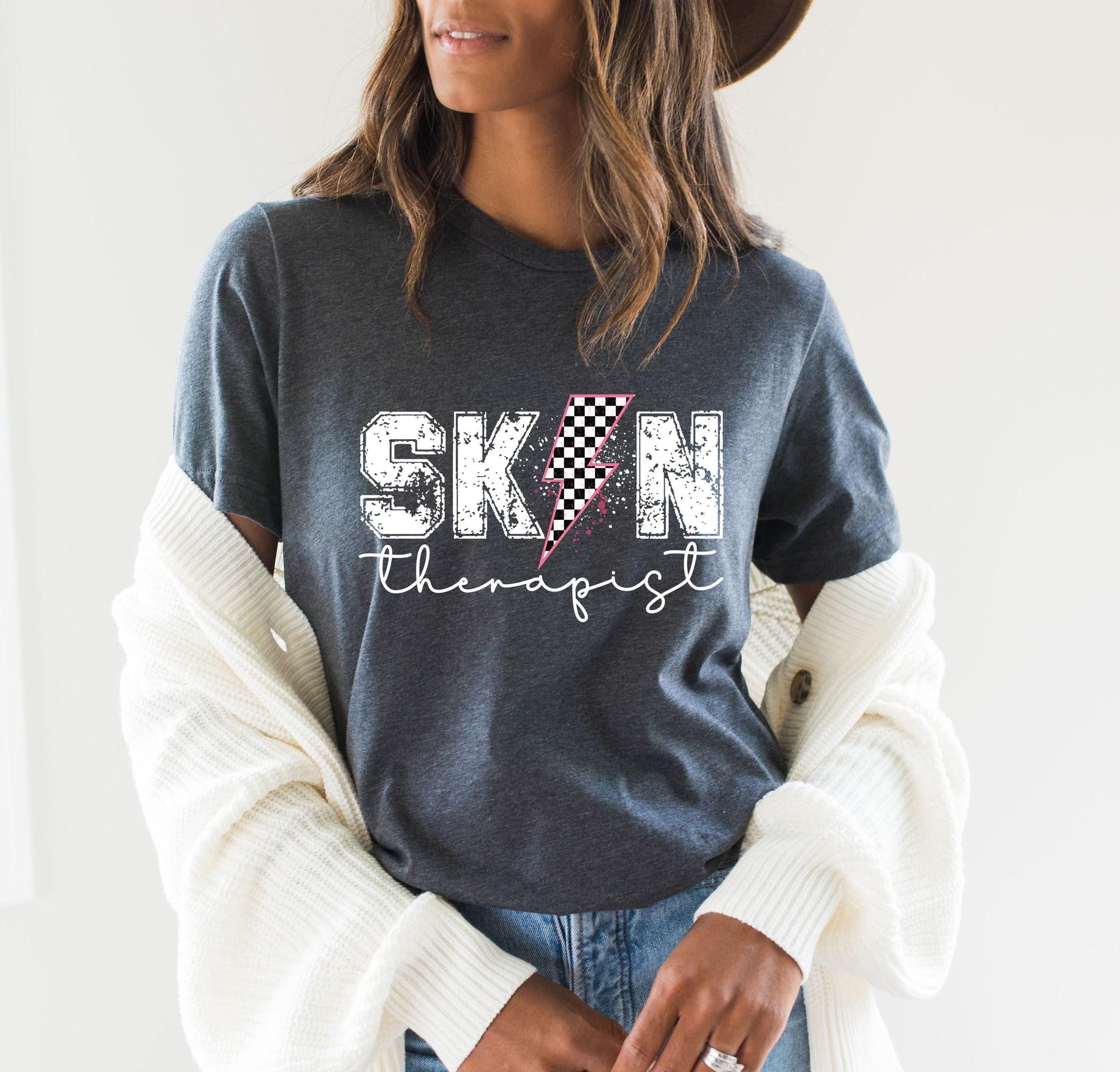 Trendy Skin Therapist Shirt, Women's Esthetician Sweatshirt, Cute Cosmetologist Shirt, Esthetician Graduation Gifts, Beautician Gift