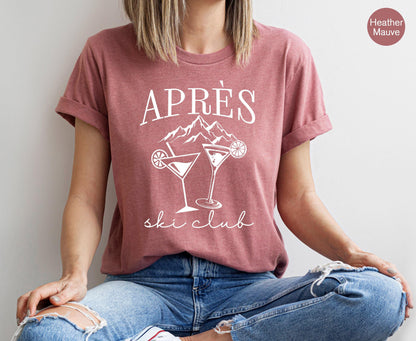 Apres Ski Club Sweatshirt, Cocktail Hoodie For Women, Alcoholic Shirt, Winter Season Sweat, Skier T-shirts, Gifts For Holiday Friends
