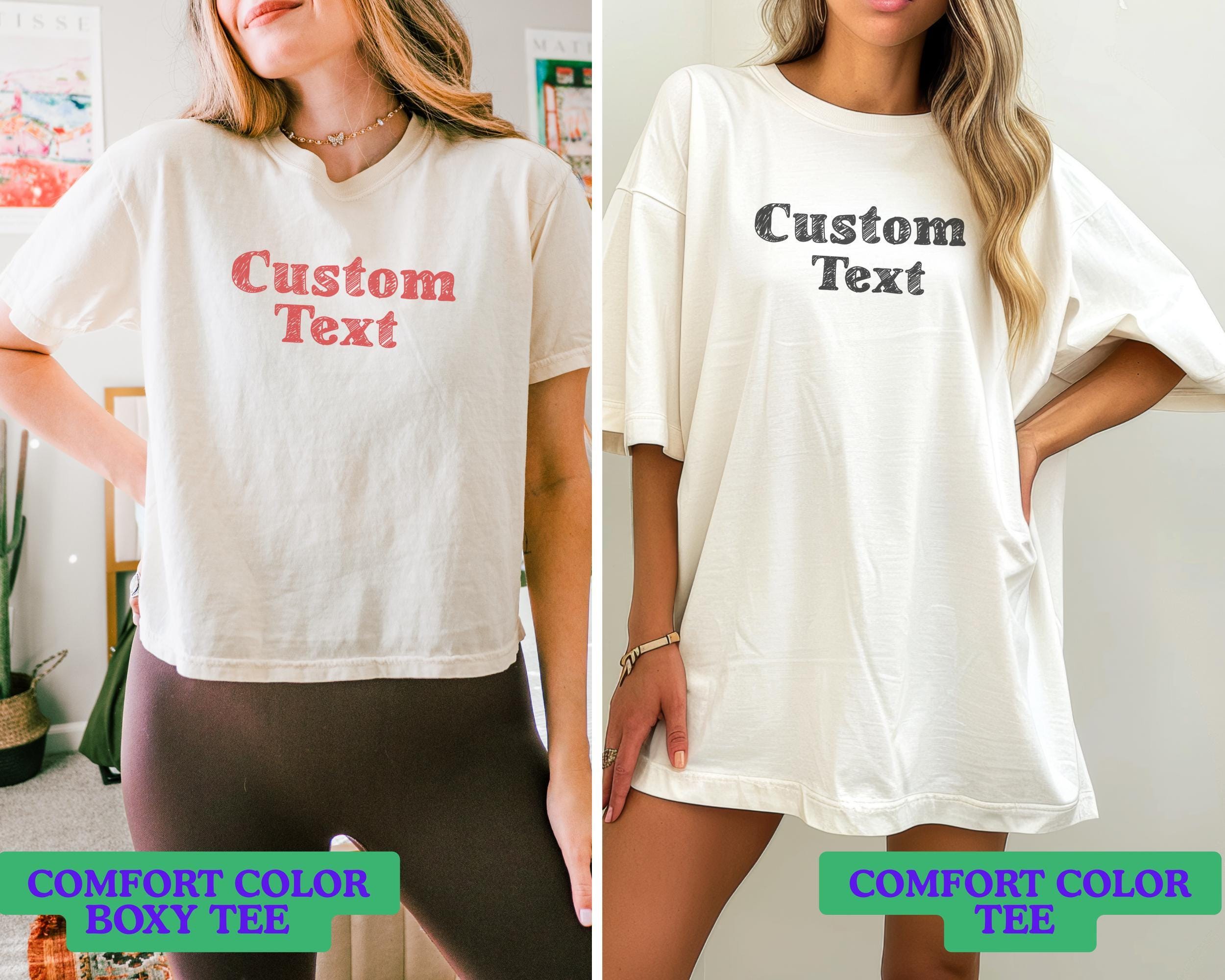 Comfort Colors Custom Number Boxy Tee, Vintage Custom Text with Number Shirt, Personalized Number Cropped, Y2K Collage Style Boxy Tee