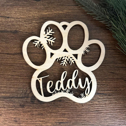 Personalized Dog Paw Ornament, Custom Dog with Name Christmas Ornament, Pet Memorial 2024 Ornament, Custom  Christmas Tree Decor