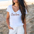 Custom Women V-Neck Shirt, Customized V- Neck Tee, Personalized V Neck, Custom Logo Tee, Customizable V Neck Shirt With Text or Photo Shirt
