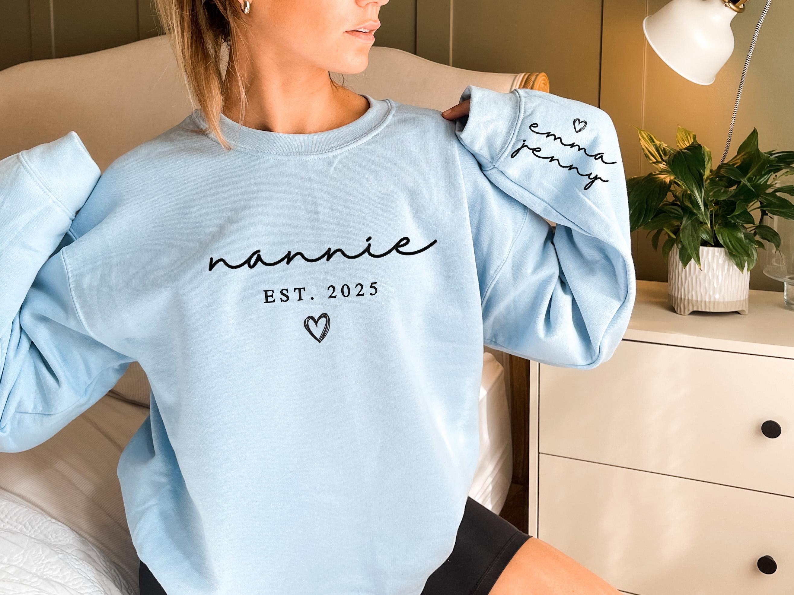 Custom Nannie Est Sweatshirt, Personalized Granny Hoodie With Grandkids Names, New Nanny Shirt, Birthday Gift For Grandm