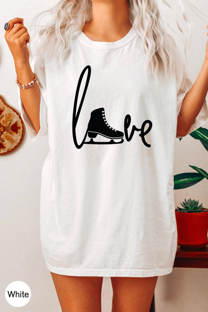 Ice Skating Sweatshirt, Love Skating Shirt, Women's Ice Skating Hoodie, Trendy Ice Skater Shirt, Ice Skating Gift, Skating Graphic Tee
