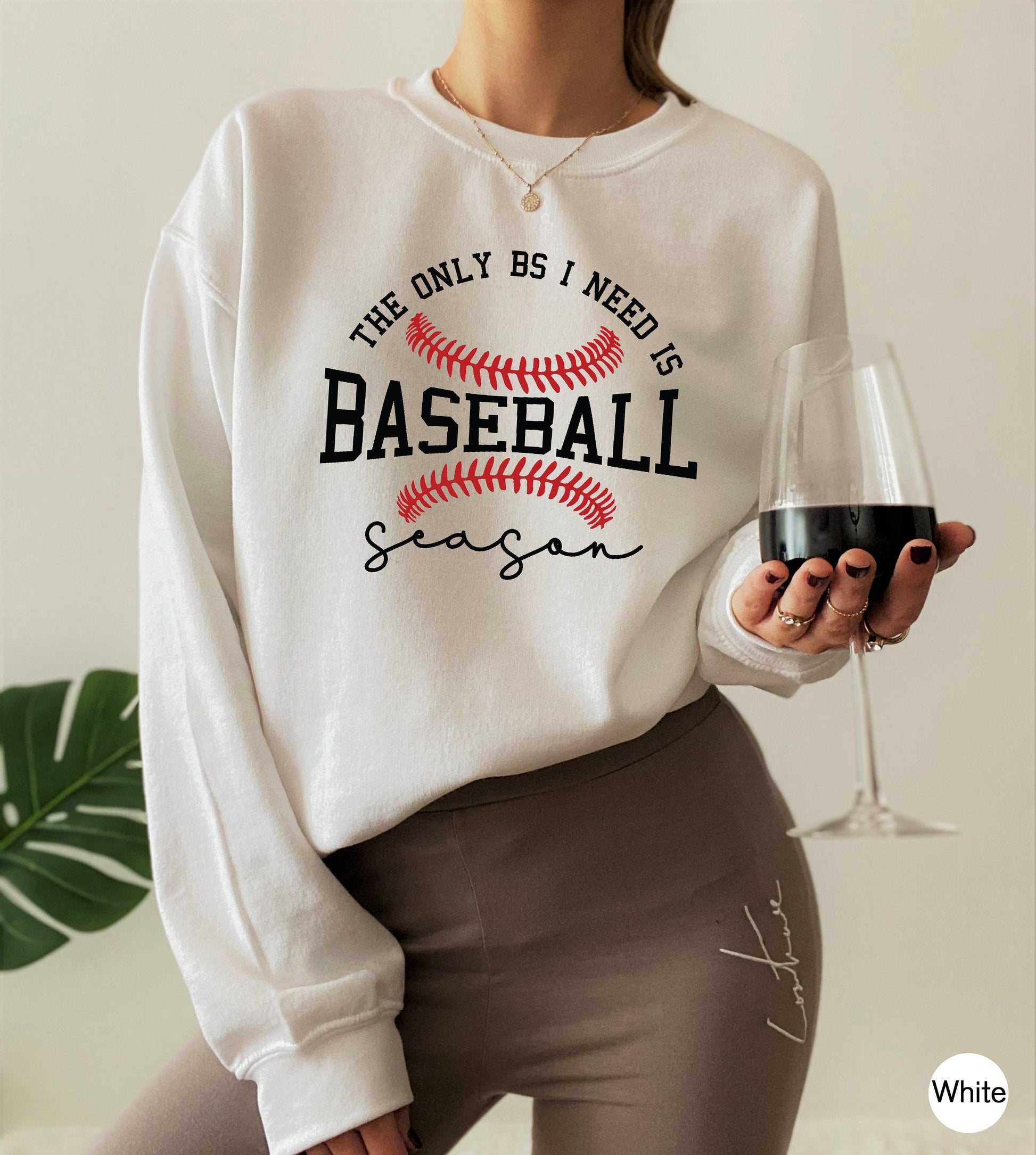 The Only BS I Need Is Baseball Shirt, Women's Funny Baseball Sweatshirt, Baseball Player Shirt, Game Day Hoodie, Sports Gift For Her