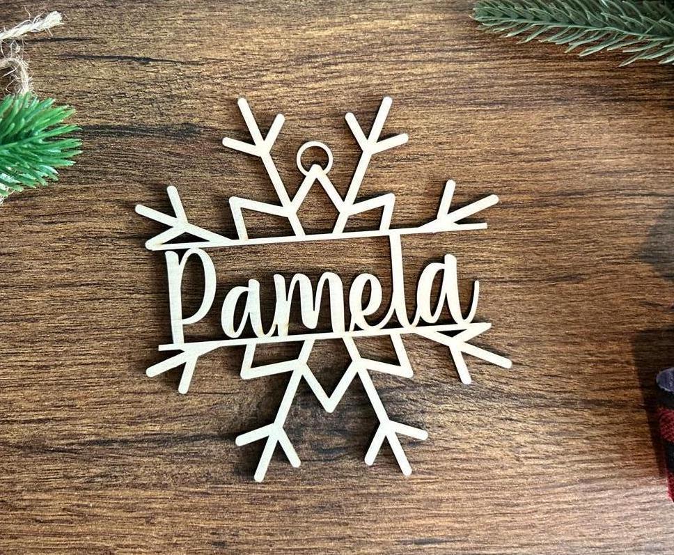 Custom Name Christmas Wood Ornament, Personalized Name Ornament, Deer Horned Ornament, Family Christmas Tree Decor, Christmas Gifts