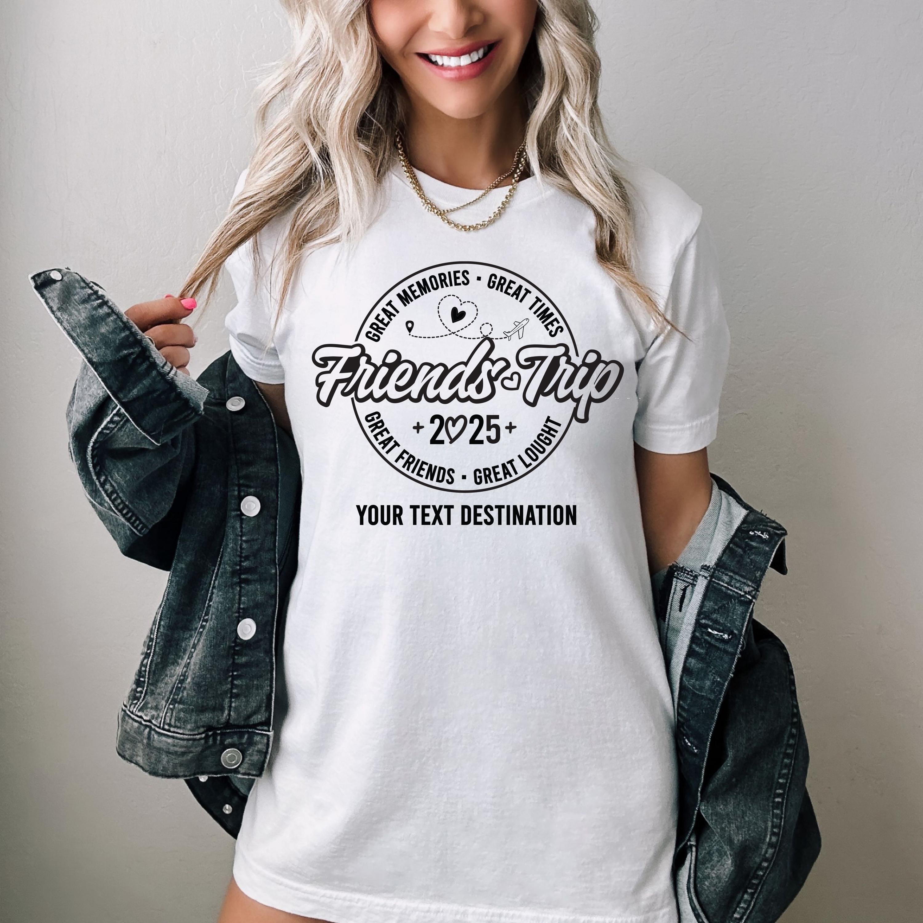 Friends Trip 2025 Tshirt, Personalized Vacation Vibe with Your Bestie Sweatshirt, Custom Matching Travel Friend Hoodie, 