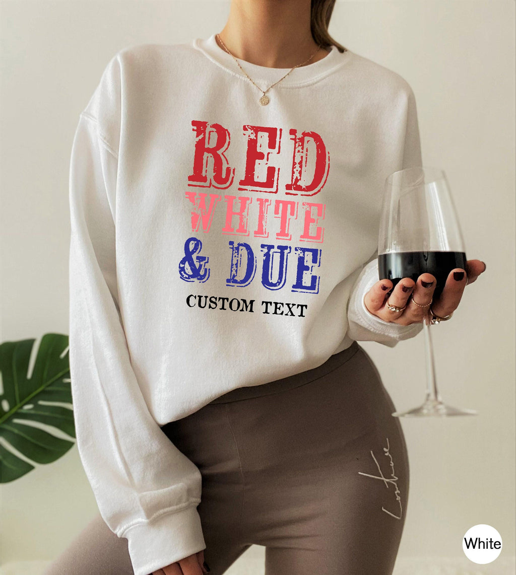 4th Of July Red White And Due Shirt, Custom Maternity Sweatshirt, Women's Pregnancy Announcement Shirt, Personalized Bab
