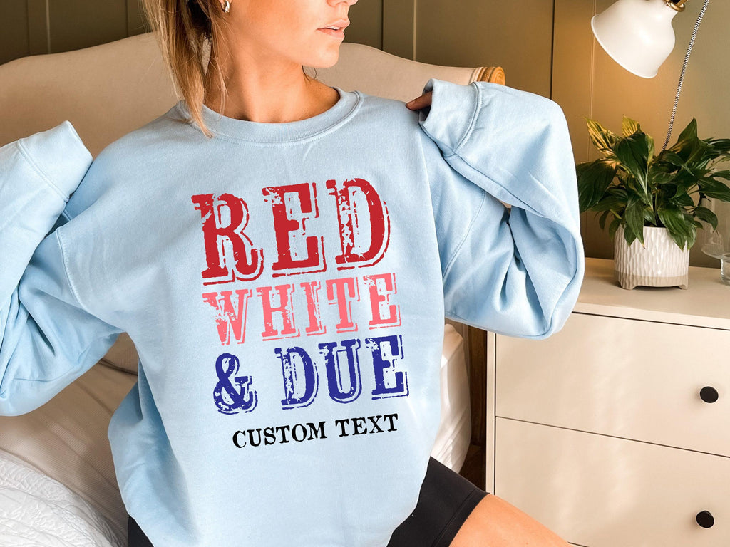 4th Of July Red White And Due Shirt, Custom Maternity Sweatshirt, Women's Pregnancy Announcement Shirt, Personalized Baby Shower Gifts