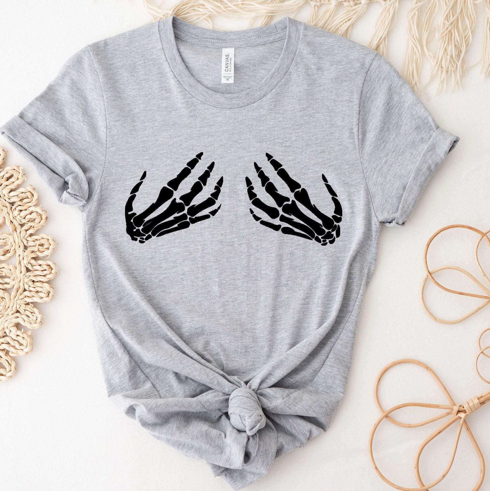Skeleton Hand Sweatshirt, Hand Bra Shirt, Skeleton Boob Hand Hoodie, Halloween T shirt, Halloween Party Tshirt, Women Boobs Fall Tee