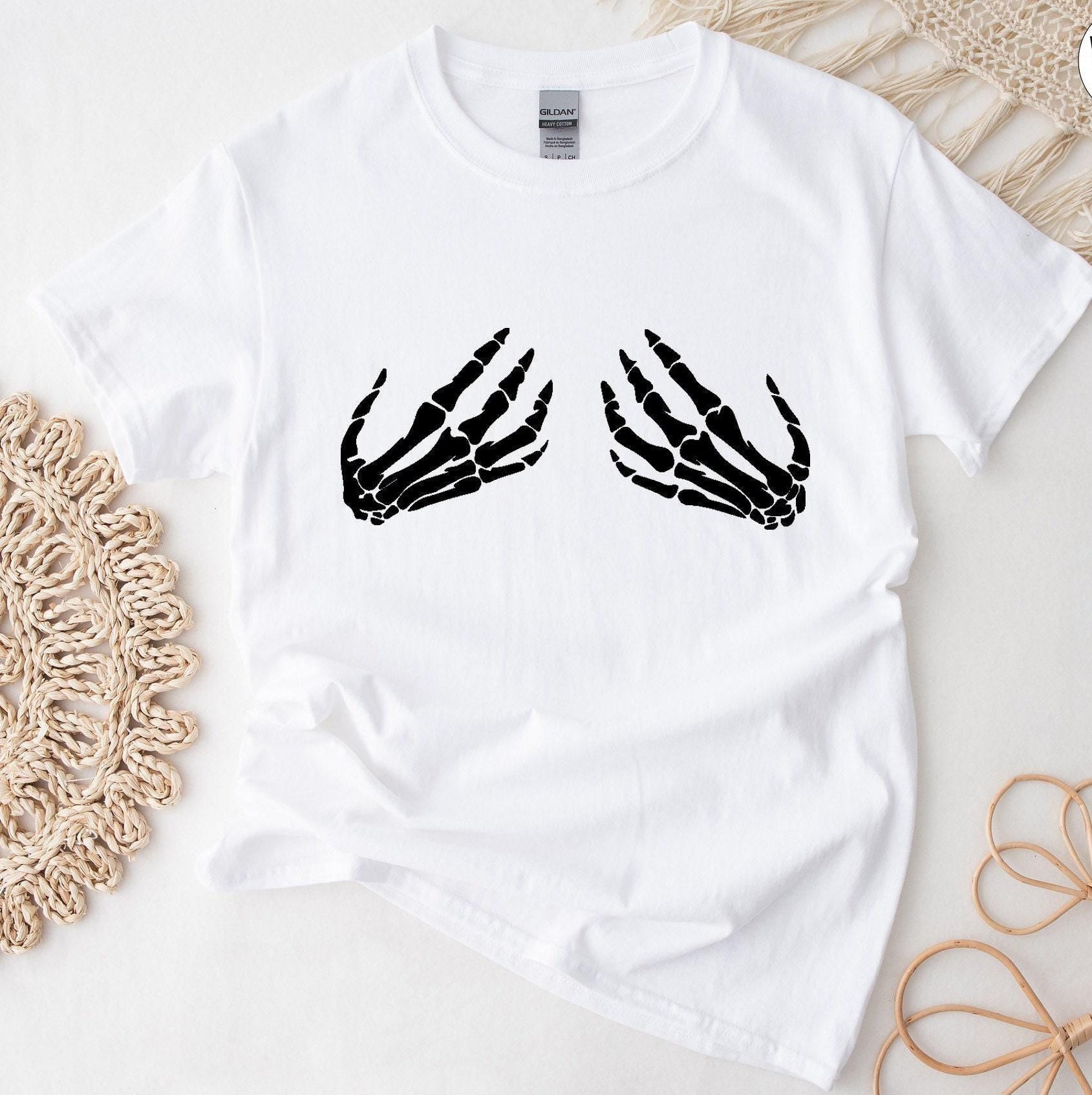 Skeleton Hand Sweatshirt, Hand Bra Shirt, Skeleton Boob Hand Hoodie, Halloween T shirt, Halloween Party Tshirt, Women Bo