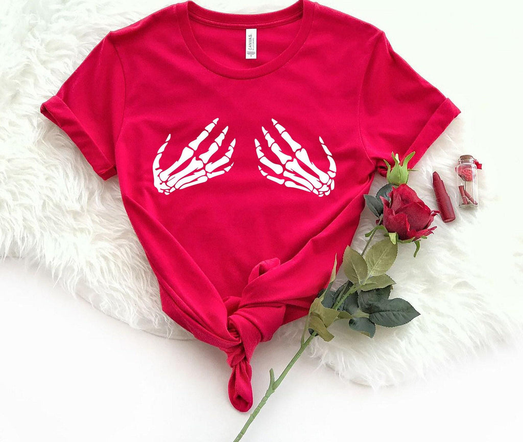 Skeleton Hand Sweatshirt, Hand Bra Shirt, Skeleton Boob Hand Hoodie, Halloween T shirt, Halloween Party Tshirt, Women Boobs Fall Tee