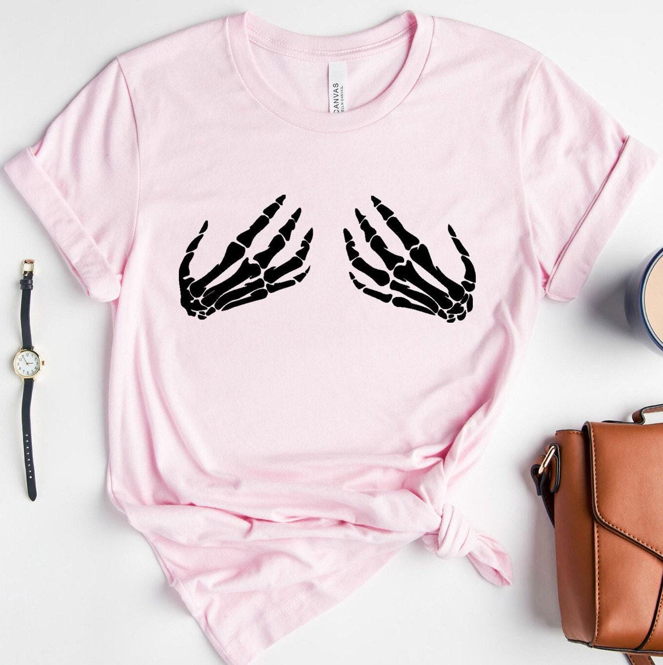 Skeleton Hand Sweatshirt, Hand Bra Shirt, Skeleton Boob Hand Hoodie, Halloween T shirt, Halloween Party Tshirt, Women Boobs Fall Tee