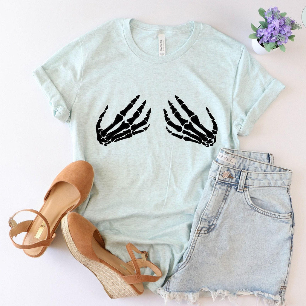 Skeleton Hand Sweatshirt, Hand Bra Shirt, Skeleton Boob Hand Hoodie, Halloween T shirt, Halloween Party Tshirt, Women Boobs Fall Tee