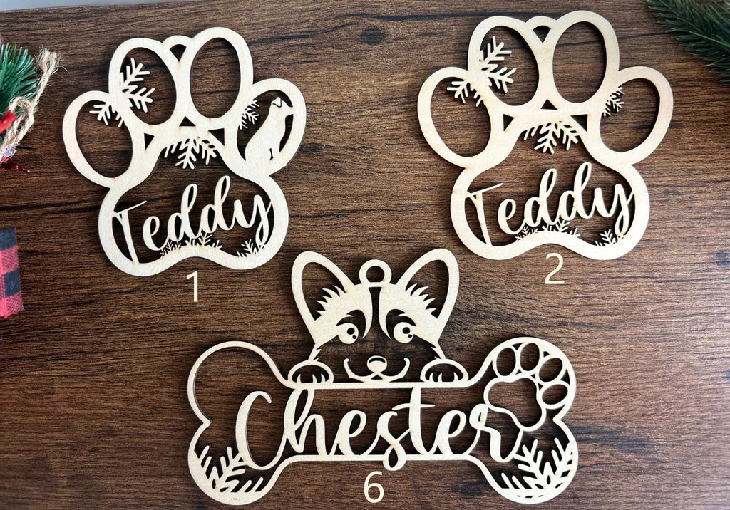 Personalized Dog Paw Ornament, Custom Dog Name Christmas Ornament, Pet Memorial 2024 Ornament, Christmas Tree Decor, Christmas Gifts