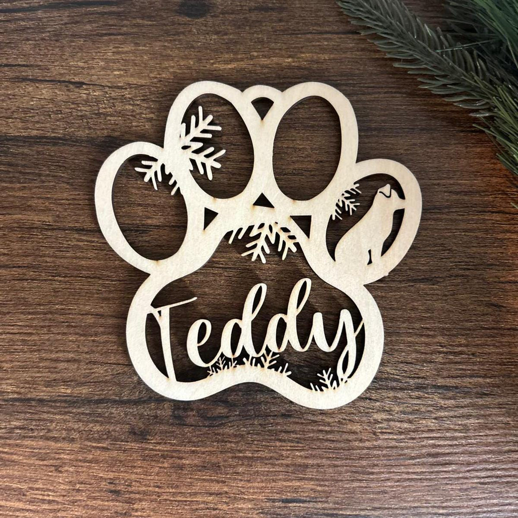 Personalized Dog Paw Ornament, Custom Dog Name Christmas Ornament, Pet Memorial 2024 Ornament, Christmas Tree Decor, Christmas Gifts