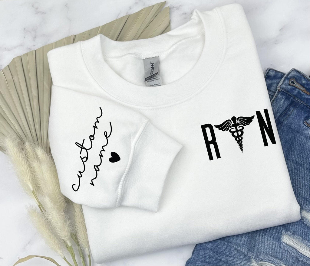 Custom Nurse Sweatshirt, Custom RN Shirt For Women, Registered Nurse Shirt, Personalized Nurse Gifts, Nursing Student Graduation Gift,K