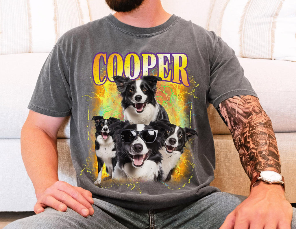 Custom Custom Photo Bootleg Cat Kids Shirt Personalized Comfort Colors Retro Dog Kids Shirt Pet Photo and Name Shirt for Toddler Youth
