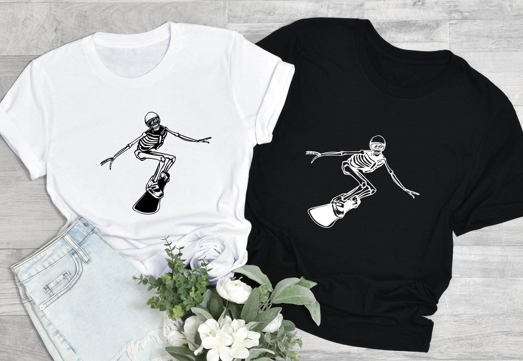 Snowboarding Skeleton Shirts, Women's Snowboard Shirts, Funny Snowboarder Gifts, Snowboard Trip Shirts, Men's Skeleton Sports Shirts