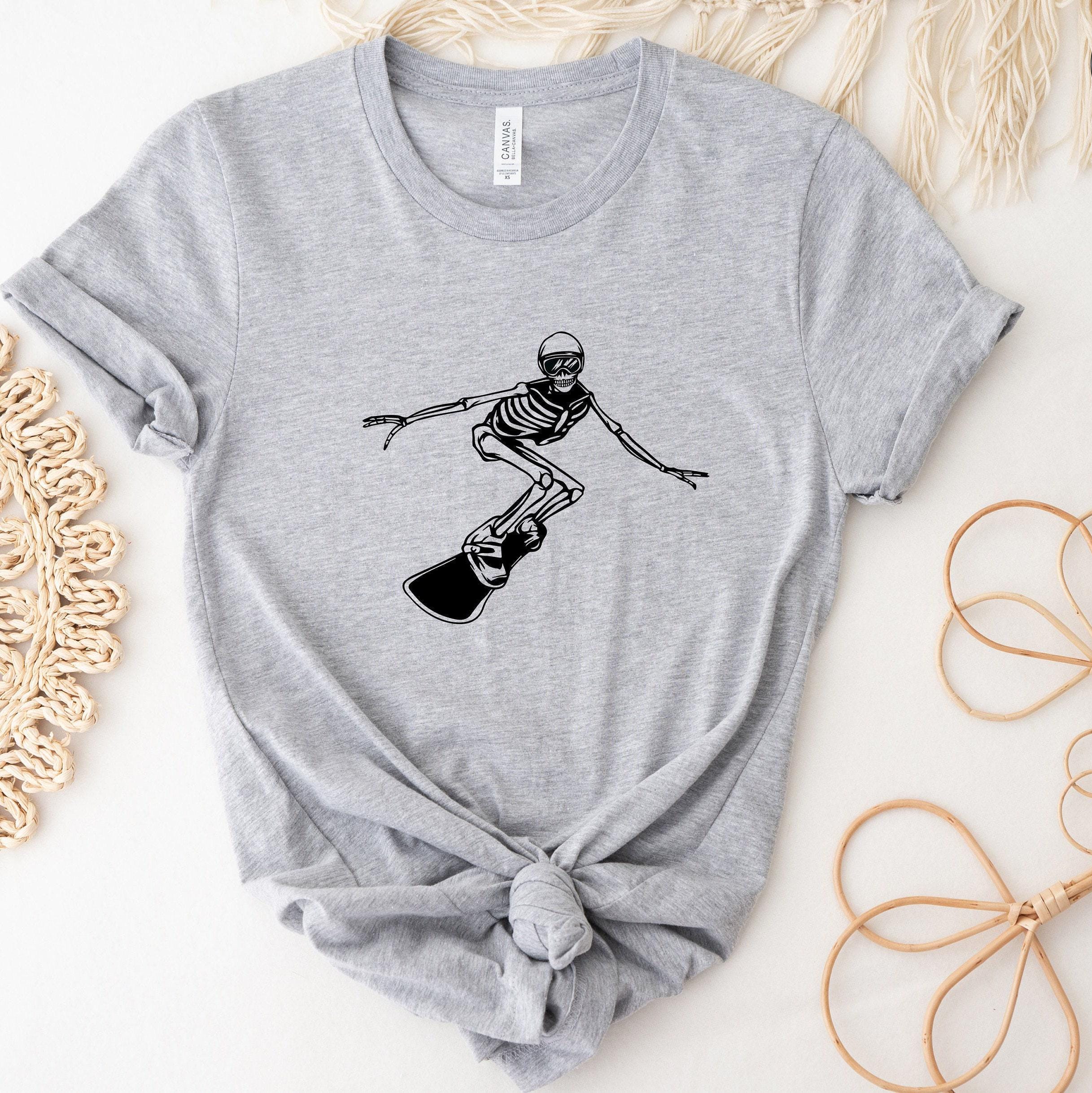 Snowboarding Skeleton Shirts, Women's Snowboard Shirts, Funny Snowboarder Gifts, Snowboard Trip Shirts, Men's Skeleton Sports Shirts