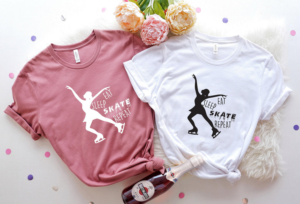 Funny Ice Skating Sweatshirt, Women's Figure Skating Shirt, Eat Sleep Skate Repeat Hoodie, Cute Ice Skating Gifts, Skating Graphic Tee