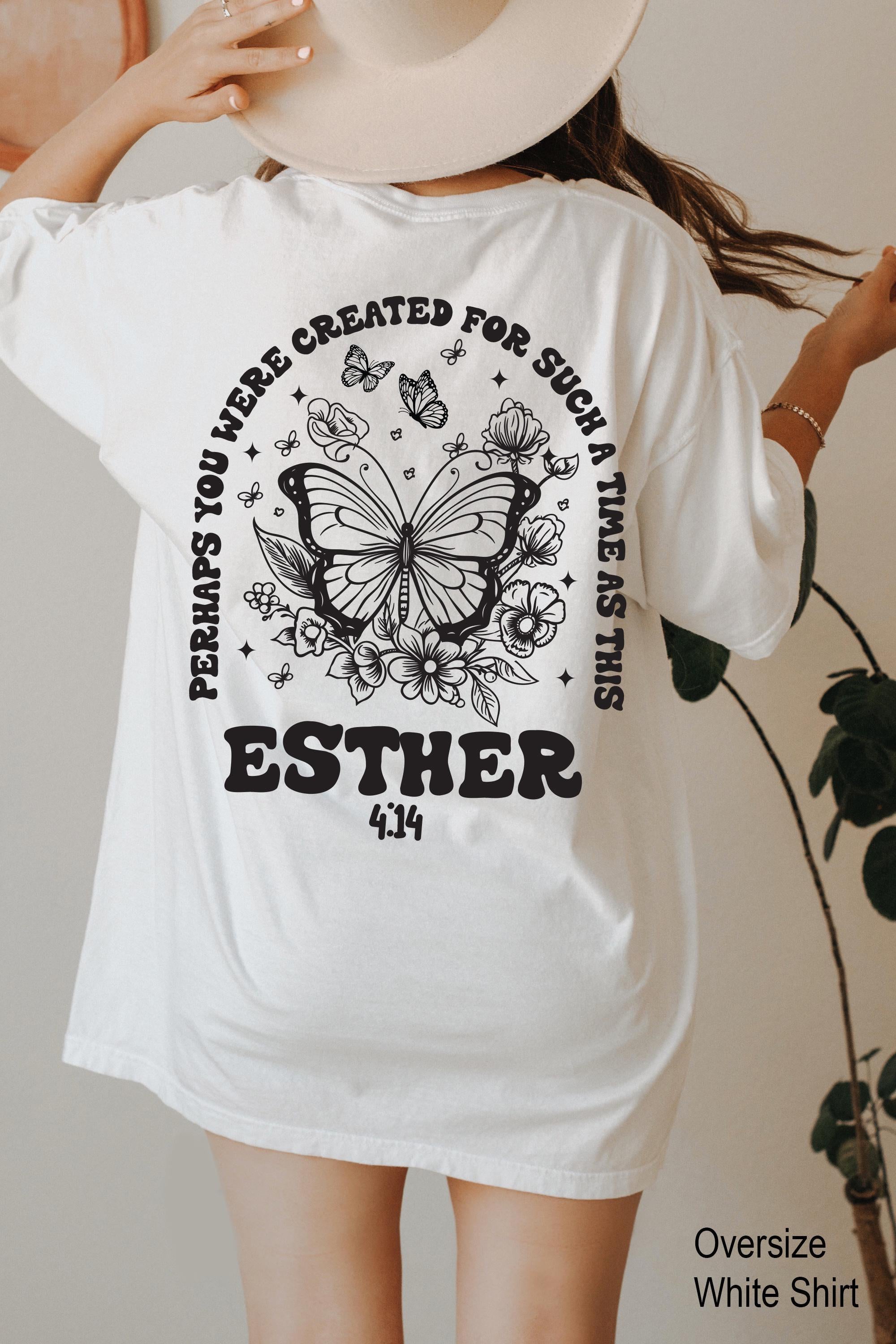 Perhaps You Were Created For Such A Time As This Hoodie | Esther 4:14 T-Shirt, Christian Gift, Christian Mom Shirt, Flower Bible Verse