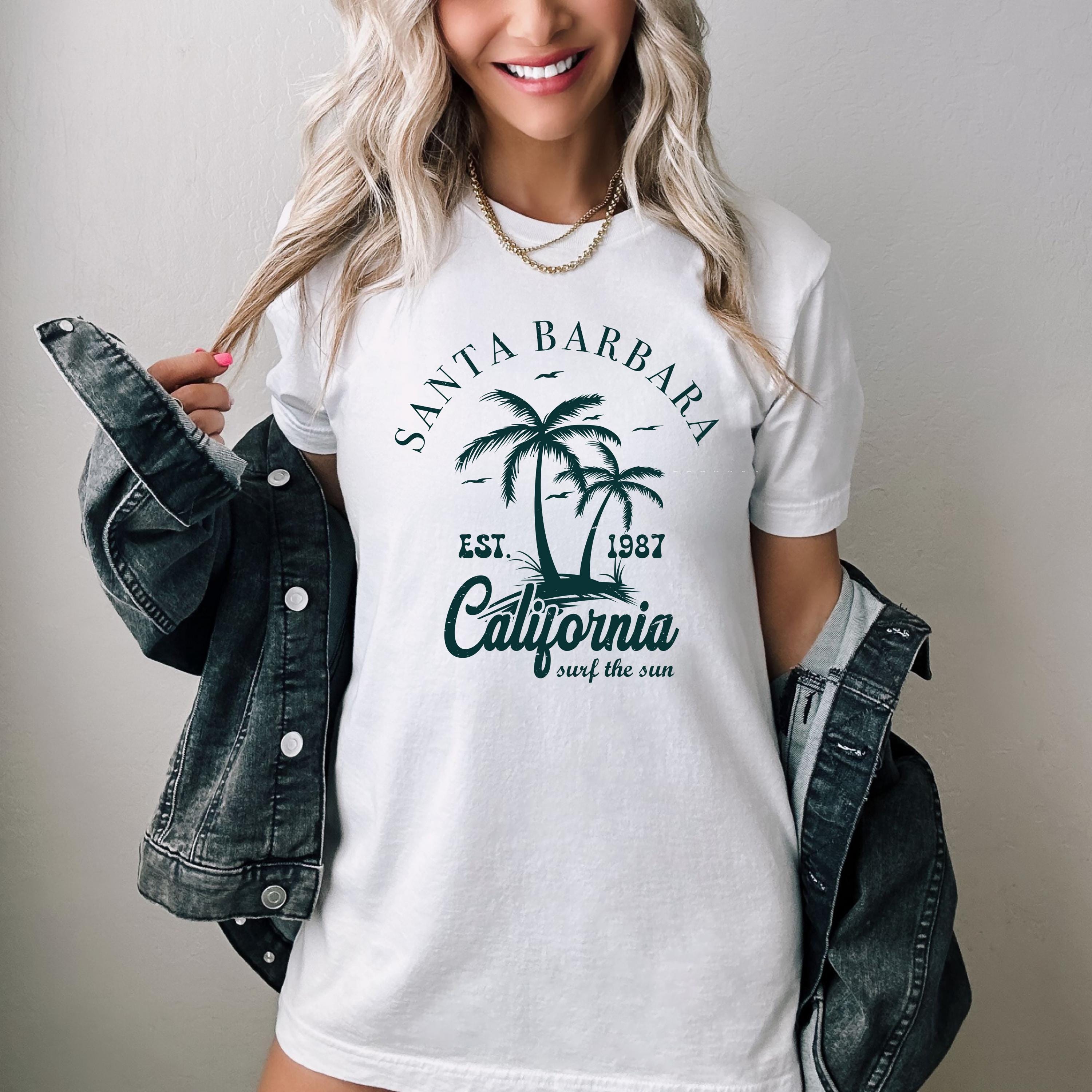 Santa Barbara Est 1987 California Sweatshirt | Hometown Shirts For Woman, Palm Tree Shirt, Ocean Lover Shirt, Summer Bea