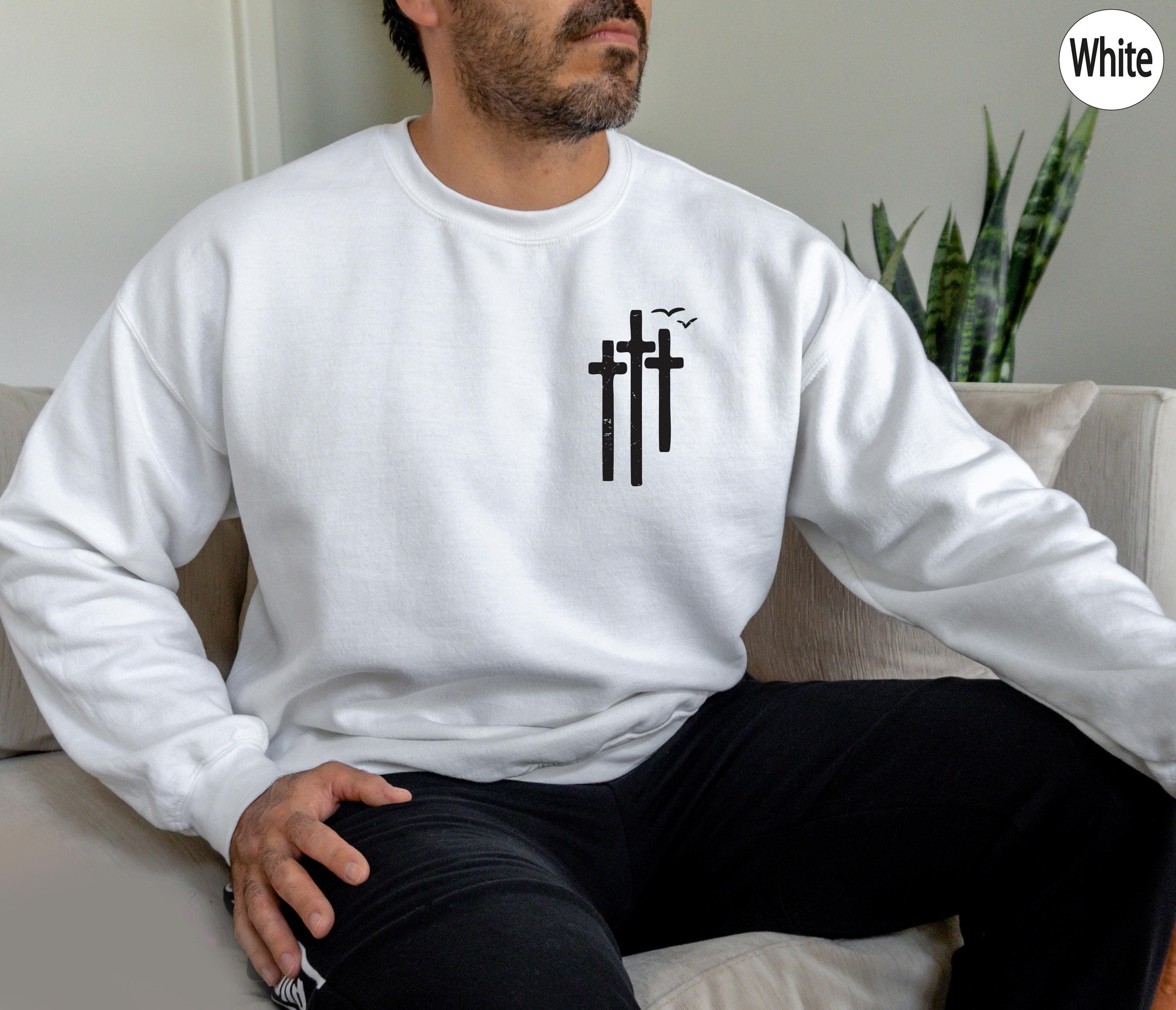 Minimalist Christian Cross Hoodie | Religious Sweatshirt For Men, Religious Gift Men, Retro Faith T Shirt, God Blessed S