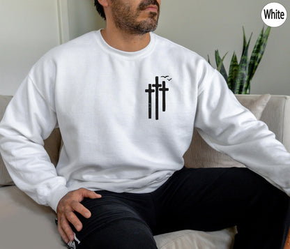 Minimalist Christian Cross Hoodie | Religious Sweatshirt For Men, Religious Gift Men, Retro Faith T Shirt, God Blessed Shirt, Graphic