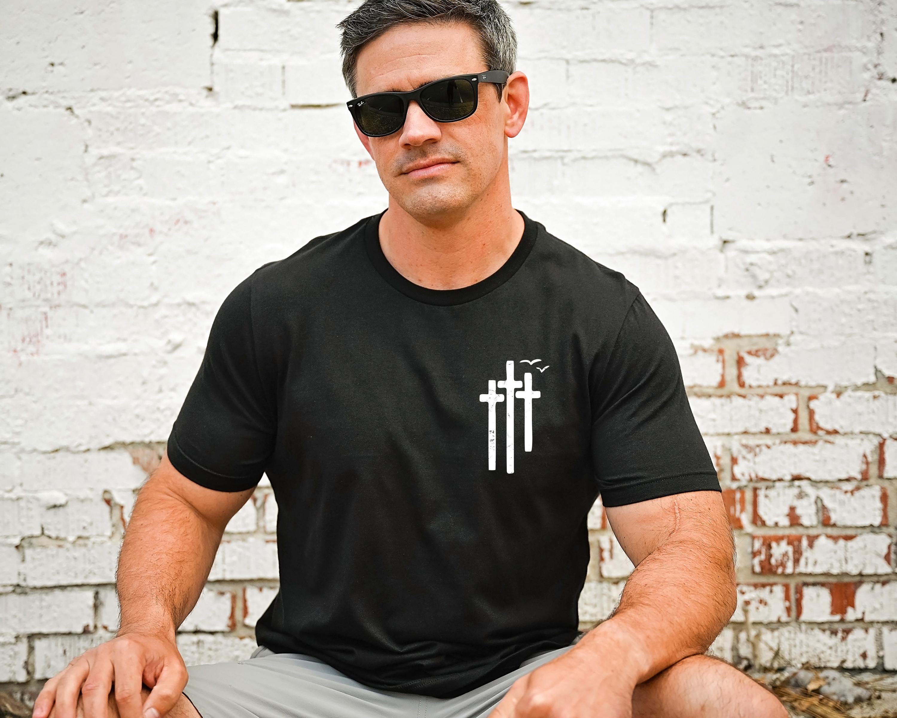 Minimalist Christian Cross Hoodie | Religious Sweatshirt For Men, Religious Gift Men, Retro Faith T Shirt, God Blessed S