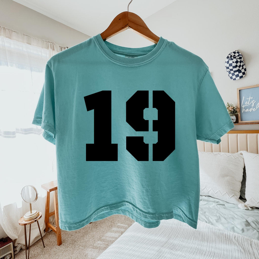 Comfort Colors Custom Number Boxy Tee | Personalized Your Number Shirt, Team Mascot Shirt, Jersey Number Tshirt, Team Spirit Shirt