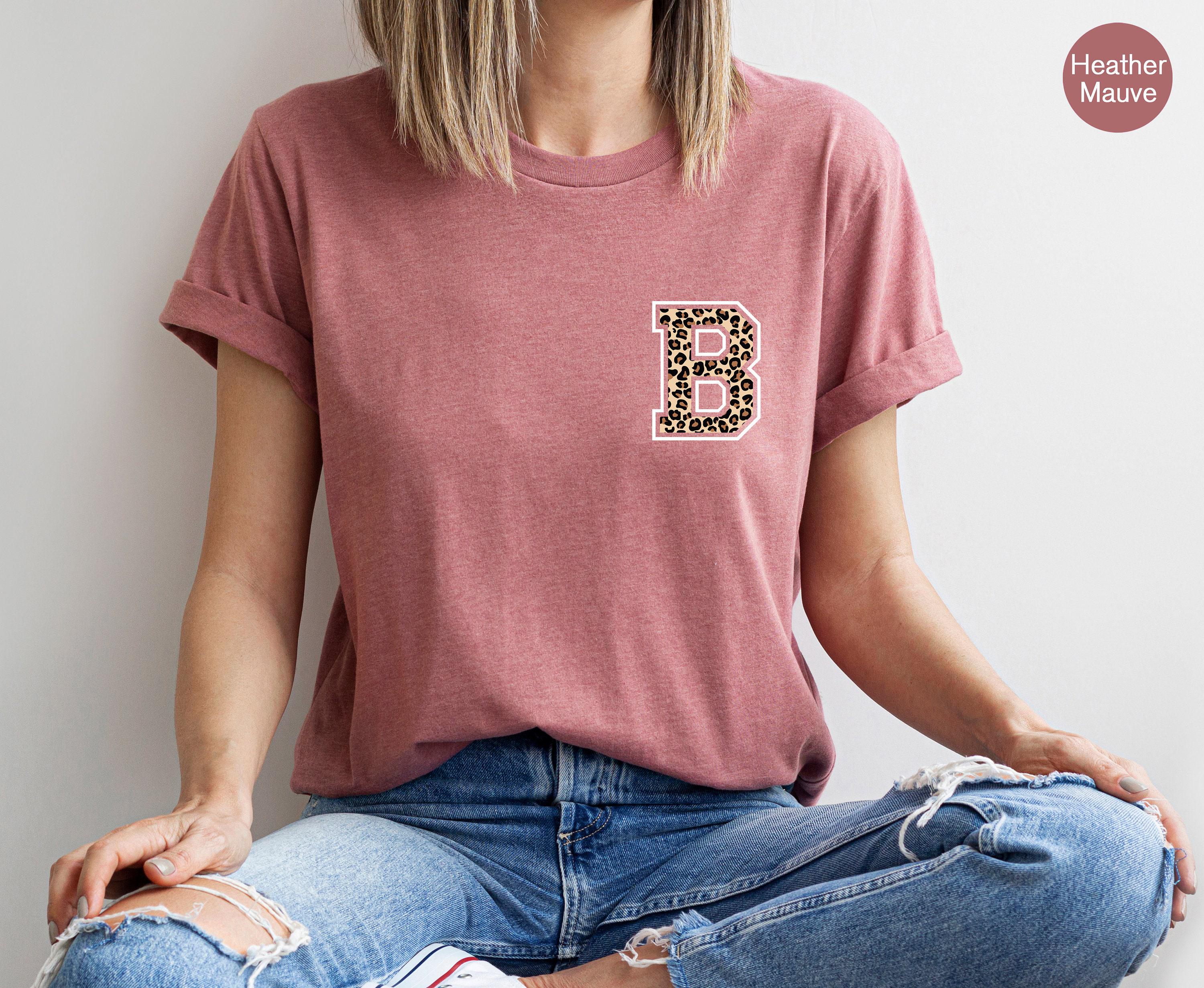 Custom Letter Shirt | Personalized Gift For Her, Gifts For Friends, Custom Gifts For Her, Cheetah Print Top, Custom Alphabet Tee, Leopard