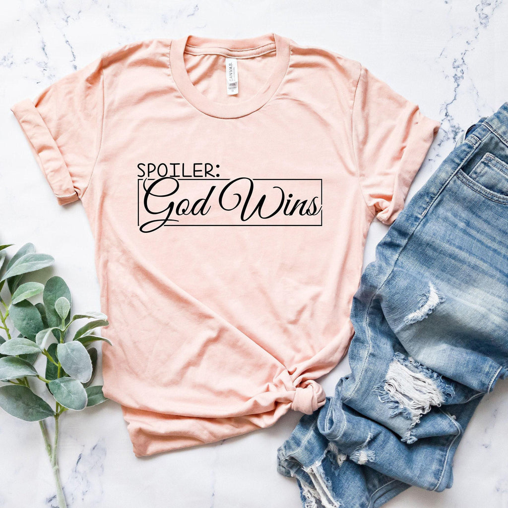 Spoiler God Wins Shirt | Religious Gifts For Women, Christian Gifts, Funny Christian Tee, Grace T Shirt, Christian Tshirt, Bible Verse Shirt