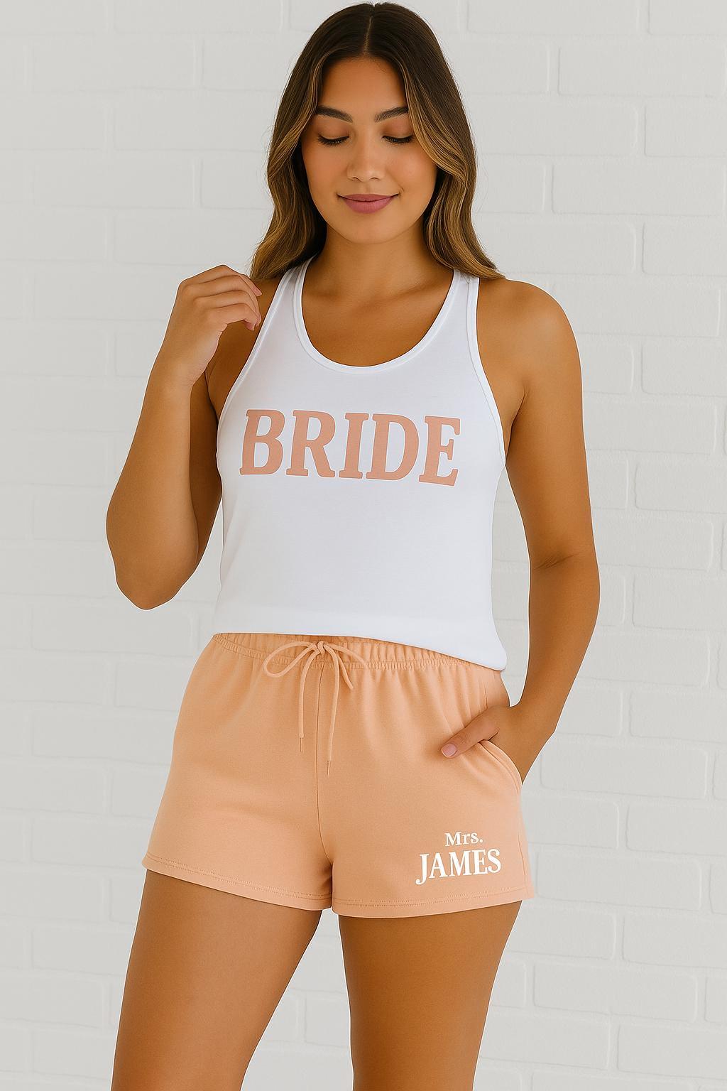 Custom Bride and Groom Matching Set | Personalized Mr. & Mrs. Shorts and Shirts, Mrs Name Gift, Newly Wed Gift, Mr And Mrs Shirt, Sweatshirt