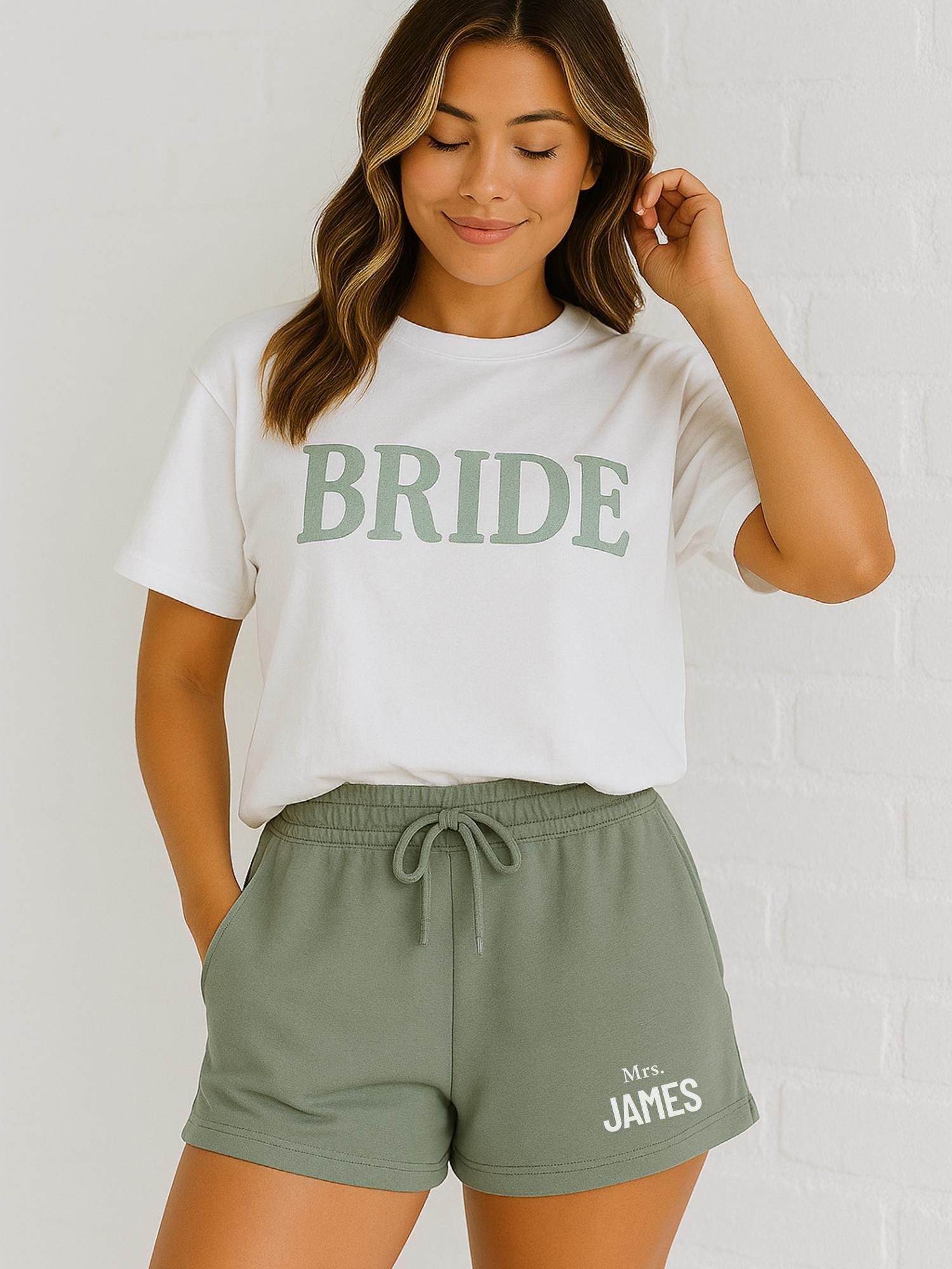 Custom Mrs. Name Bride Shorts | Wedding Morning Outfit, Bridal Shower Gift, Getting Ready, Bride To Be, Bride Lounge Set, Mrs Shorts, Outfit
